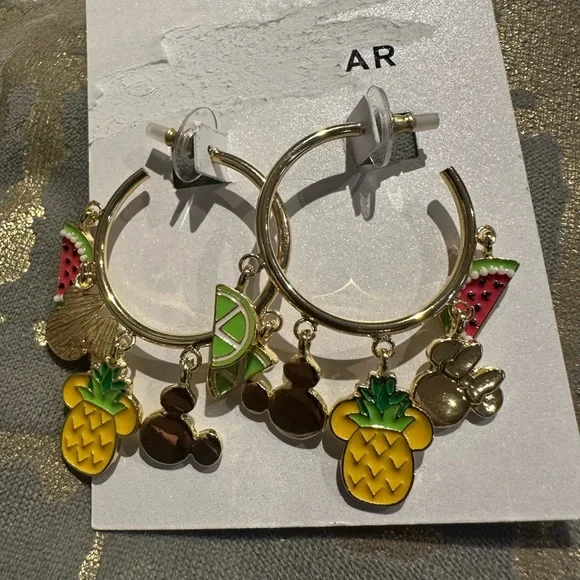 Disney Baublebar Mickey Mouse Enamel
Charm Hoop Earrings Watermelon Lime NWT - Picture 2 of 2